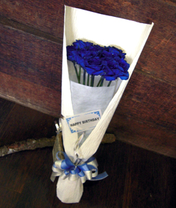 新品　西陣織袋帯　満開のバラ【綿芯御仕立付】ブルーローズ